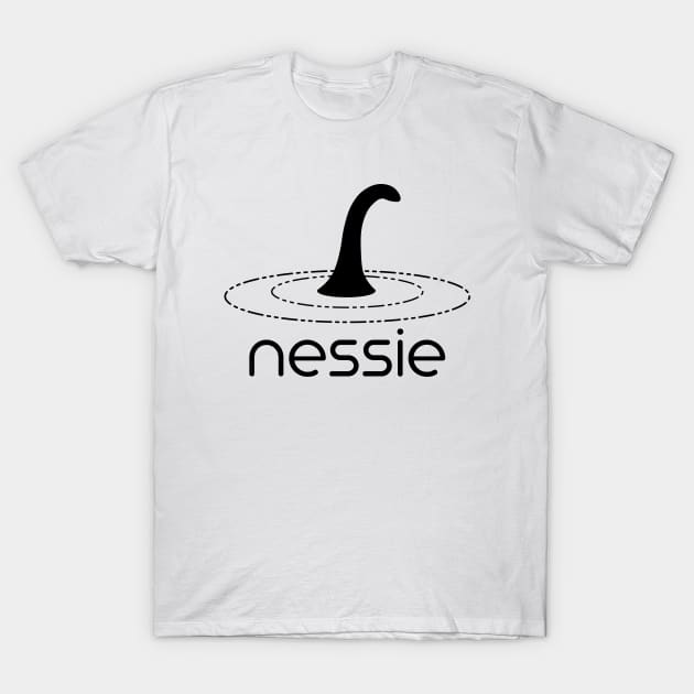 Simplified Nessie Loch Ness Monster (Black) T-Shirt by inotyler